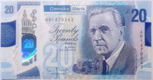 Egyesült Királyság Észak-Írország 20 font 2019 UNC polimer bankjegy, Danske Bank