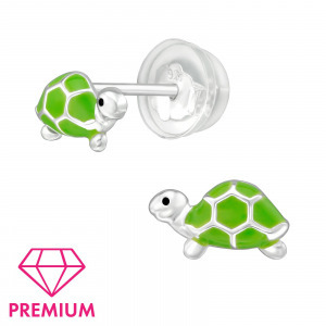 Zöld teknősbéka gyerek prémium stift ezüst fülbevaló