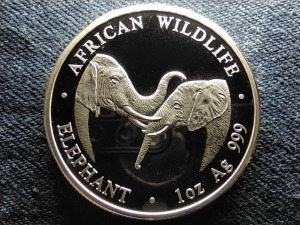 Zambia Afrikai vadvilág Elefánt .999 Ezüst 5000 Kwacha 2002 PP (id82144)
