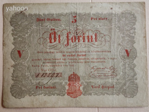 5 forint Kossuth 1848 vörös papír 1 Ft-ról!!