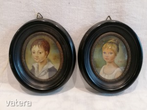 Antik bieder gyermek portré festmények párban (meghosszabbítva: 3136248074) - Vatera.hu Kép