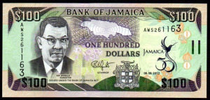 Jamaica 100 dollár jubileumi UNC 2012