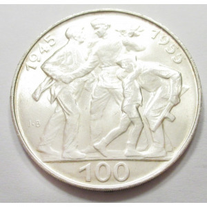 Csehszlovákia, 100 korun 1955 - Felszabadulás Németországtól aUNC+, 24g900