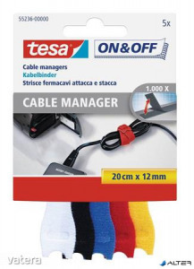 Kábelkötegelő, tépőzáras, TESA On&Off, vegyes színek