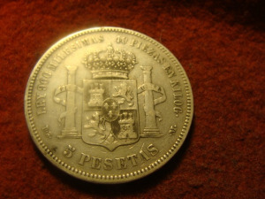 Spanyol hatalmas ezüst 5 peseta 1876   25 gramm 0,900 37 mm
