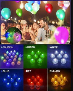 2 db színes RGB LED világító lámpa GÖMB golyó dekoráció ELEMMEL lufi party stb KIÁRUSÍTÁS = NMÁ 1FT