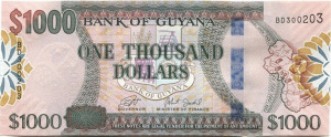 Guyana 1000 dollár UNC 2019