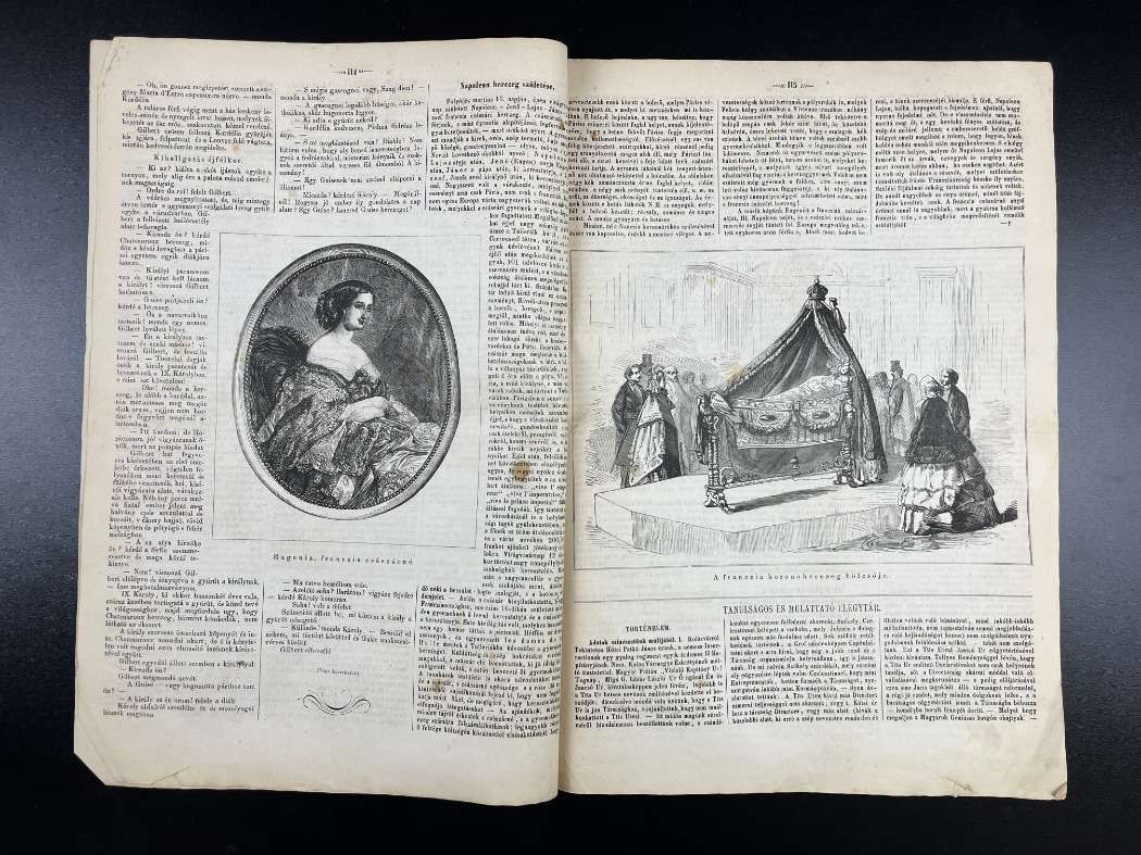 1856 Budapesti Viszhang - számos fametszetes illusztrációval- Buda és Pest fametszetes látképével