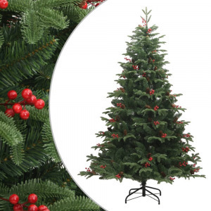 csuklópántos műkarácsonyfa tobozokkal és bogyókkal 180 cm