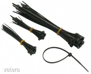 Műanyag kábelkötegelő, fekete, 200x4,8 mm, 100 db/csomag