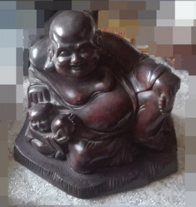 Buddha tömör fa szobor