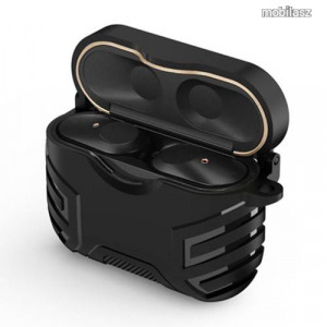 Szilikon védő tok Sony WF-1000XM3 TWS fülhallgató-hoz - karabiner, töltőnyílás - FEKETE