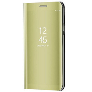 OnePlus 8, Oldalra nyíló tok, hívás mutatóval, Smart View Cover, arany (utángyártott) (94699)