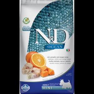 N&D Dog Ocean tőkehal, sütőtök&narancs adult mini 2,5kg (LPHT-PND0250064)