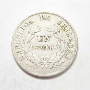 Chile, 1 decimo 1892 - VERDEHIBÁS VF+, 2.50g500