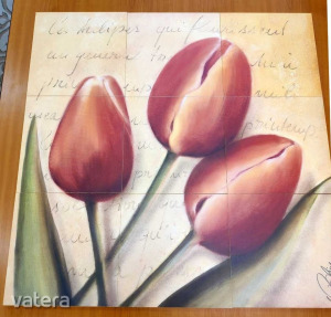 Falikép dekoráció tulipános 3x3 darabos kb.1m x 1m x 2cm