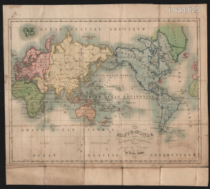 Antik térképek - Régi térképek  1850-es  évek, kiadó: Lapie P.M. Párizs - Világtérkép - Mappe-Monde