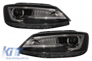 Fényszórók LED DRL VW Jetta Mk6 VI (2011-2017) Bi-Xenon Design Dynamic Flowing Signals Demon Look...