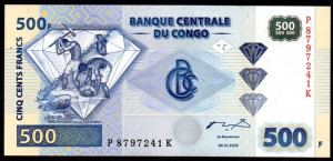 Kongó 500 francs UNC 2002