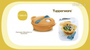 Tupperware kerek ÚG polytupper étkezőtárs evőeszközzel 1l ÚJ akciós áron