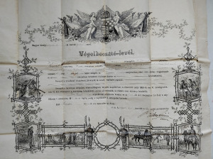 VÉGELBOCSÁTÓ - LEVÉL SZAKASZVEZETŐ, 12 ÉV 3 HÓNAP  ,1892. SZEGED , m : 51 X 41 cm