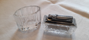 Csiszolt kristály öngyújtó Predom-termet és cigarettatartó