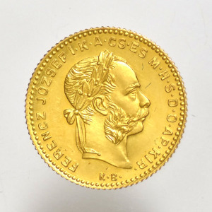 1892  Ferenc József  arany 4 forint / 10 francs  UP   -PAP130