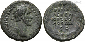 Antoninus Pius (138-161) As 11,20g PRIMI DECEN NALES Római Birodalom Kép