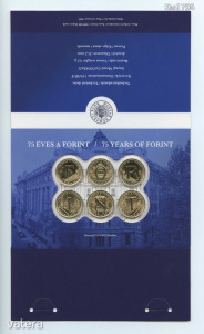 2021. évi 75 éves a forint 6 x 5 forint - MNB rolniból frissen bontott UNC érmék gyűjtőmappában