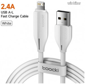 TOOCKI USB A Lightning Apple iPhone ipad adat kábel 2.4A PD töltő gyorstöltő adatkábel IOS 1M fehér