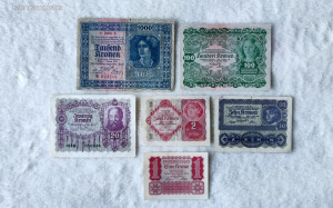 Osztrák korona sor (1922) – 1, 2, 10, 20, 100, 1000 (EF-F) | 6 db bankjegy