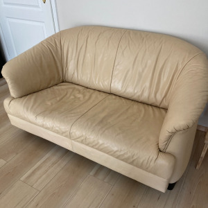 Valódi bőr 2 személyes kanapé kanapé + 2 fotel