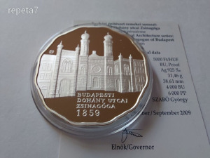 2009 Dohány utcai zsinagóga ezüst 5000 forint UNC.PROOF