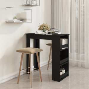 Fekete forgácslap bárasztal tárolórekesszel 102 x 50 x 103,5 cm