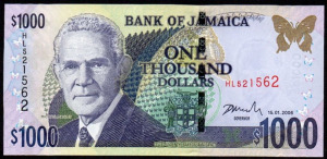 Jamaica 1000 dollár UNC 2006