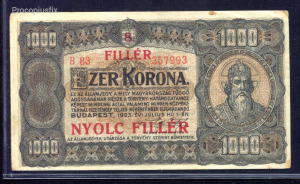 1923  1000 Korona / 8 Fillér   VF+   -JAN39
