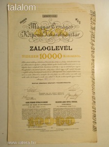 1922. Magyar Országos Központi Takarékpénztár -10000 koronás záloglevél  (533)