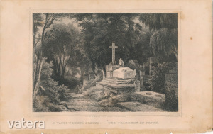 Rohbock: A váczi temető Pesten. Der Friedhof in Pesth., eredeti acélmetszet