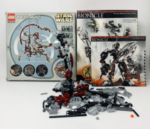 Lego Bionicle 8733 Axonn régi építő játék; Lego Technic Star Wars droid 8002 doboza! 1Ft NMÁ