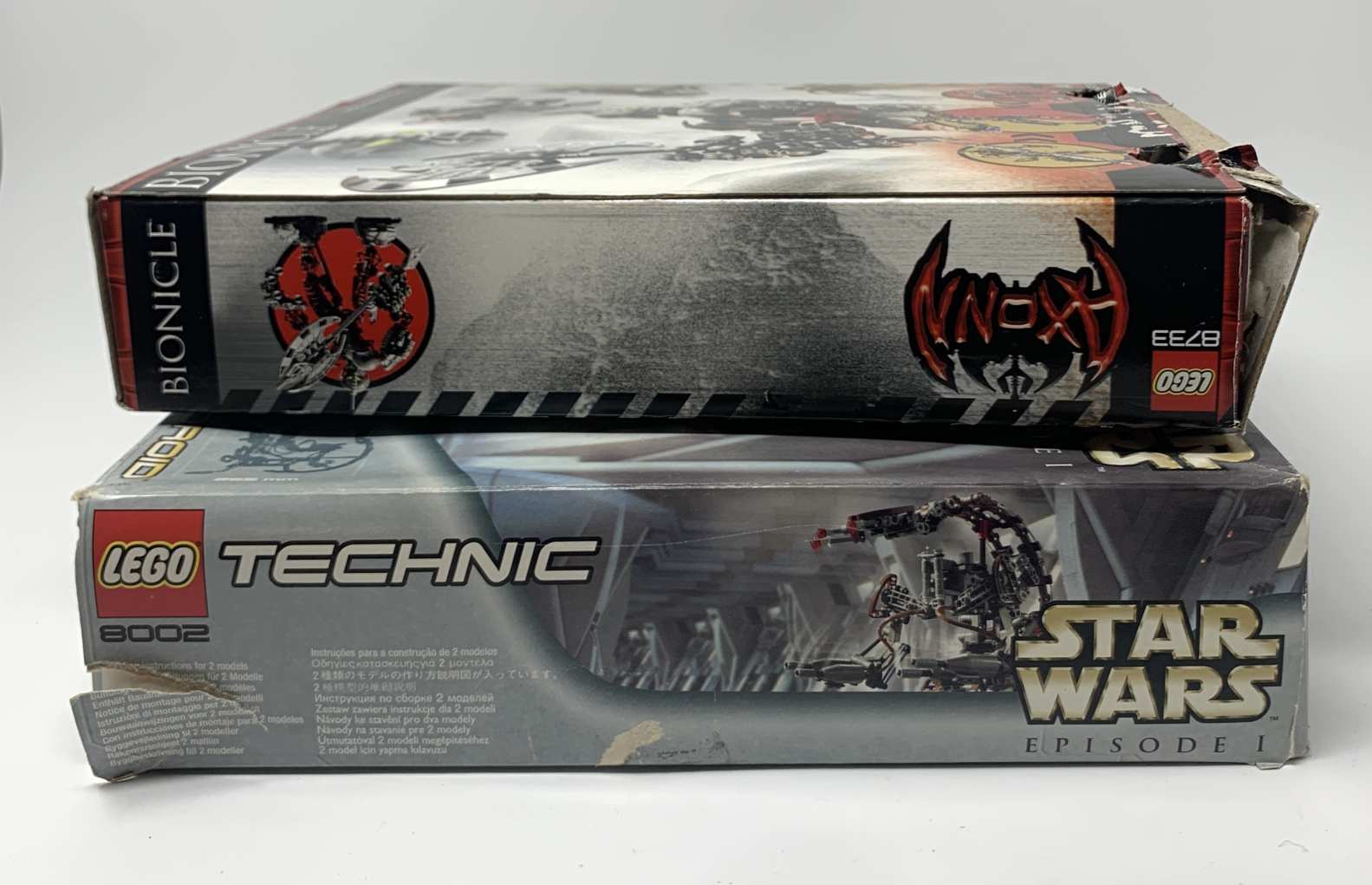 Lego Bionicle 8733 Axonn régi építő játék; Lego Technic Star Wars droid 8002 doboza! 1Ft NMÁ