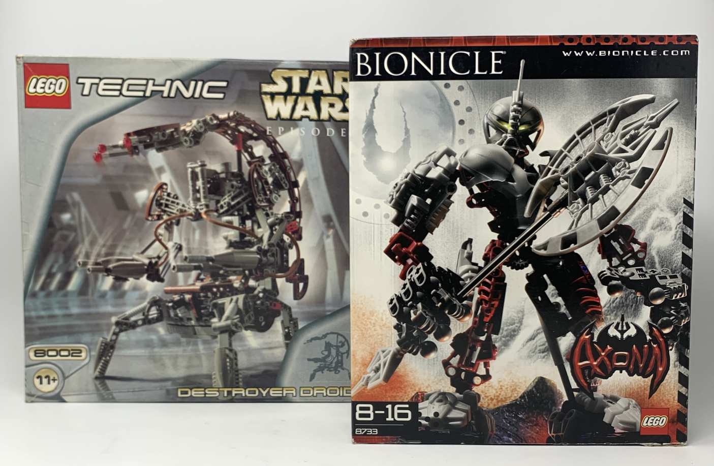 Lego Bionicle 8733 Axonn régi építő játék; Lego Technic Star Wars droid 8002 doboza! 1Ft NMÁ