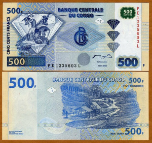 Kongó 500 Francs bankjegy (UNC) 2002