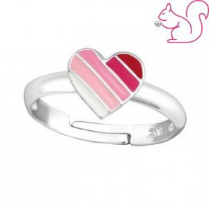 Pink szíves  925 ezüst gyerek gyűrű, állítható