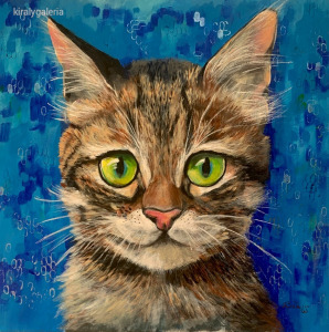Babacica portréja - akrilfestmény - 50 x 50 cm (macska, cica)