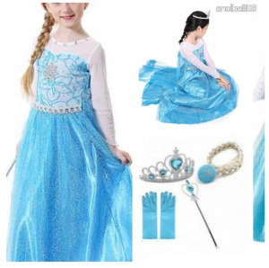 Elsa, Elza, Frozen, Jégvarázs ruha, jelmez  kiegészítőkkel. 100-as méret