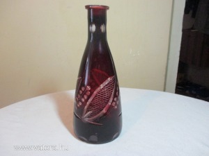 Csiszolt üveg (bordó) borosüveg 22cm-es