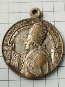 XI. Piusz pápa arany 50 év jubileumi érem 1879-1929 ezüstözött bronz jelzett ritka