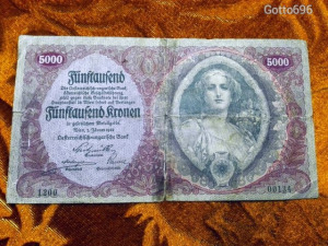 1922 -es  Osztrák -Magyar Bank által kiadott 5000 koronás Ritkább Bankó !! (L0153)