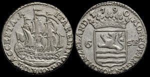 6 stuivers (Scheepjesschelling) - Hollandia, Zeeland tartomány - 1790 - ezüst, ritka szép állapot