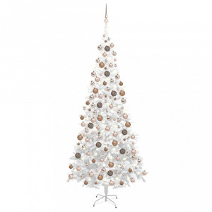 fehér megvilágított műkarácsonyfa gömb szettel 240 cm L
